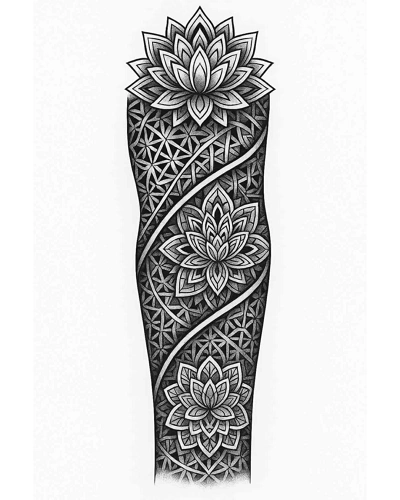 Geometric Sleeve Tattoo Stencil