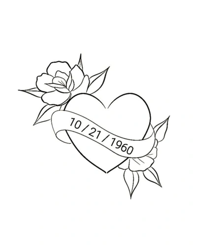 Heart and Banner Tattoo Stencil