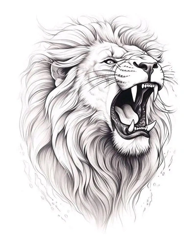 Lion Head Tattoo Stencil