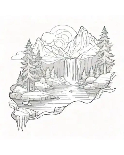 Mountain Landscape Tattoo Stencil