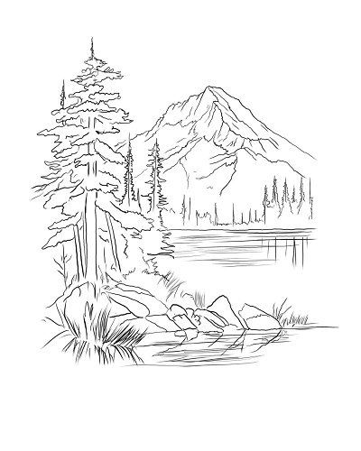 Mountain Landscape Tattoo Stencil