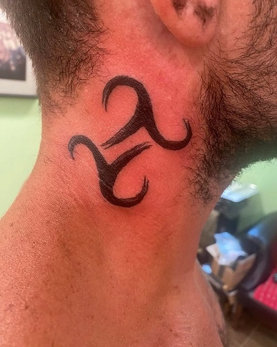 Neck Gemini Tattoos for Men