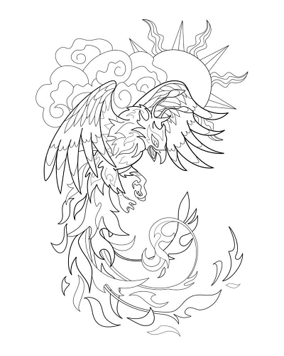 Phoenix Tattoo Stencil
