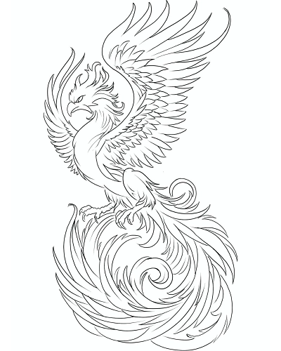 Phoenix Tattoo Stencil