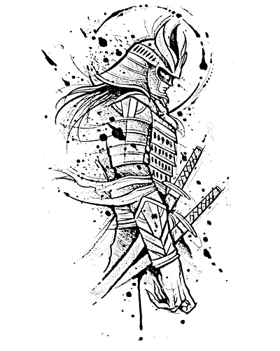 Samurai Warrior Tattoo Stencil