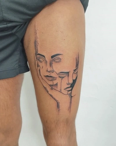 Thigh Gemini Tattoos for Men