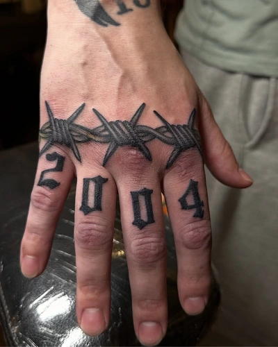 Barbed Wire Knuckle Tattoos