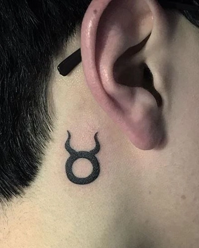Behind Ear Taurus Tattoos for Men