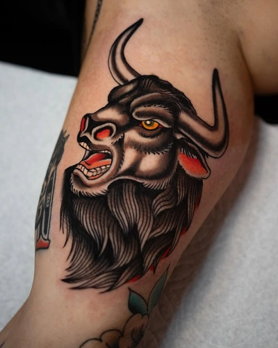 Bicep Taurus Tattoos for Men