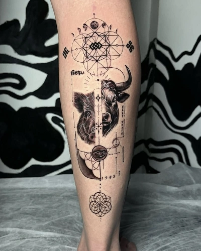 Calf Taurus Tattoos for Men