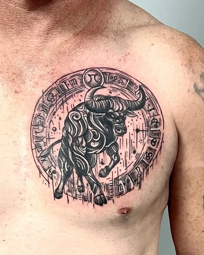 Chest Taurus Tattoos for Men