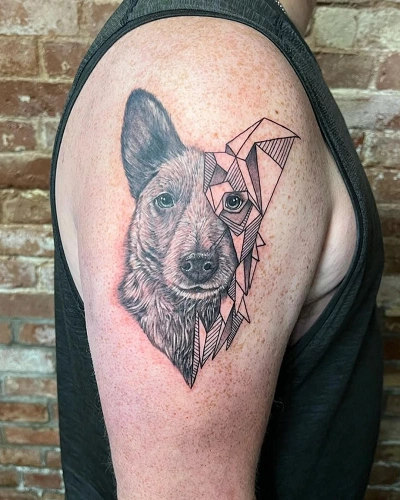 Geometric Dog Tattoo for Men