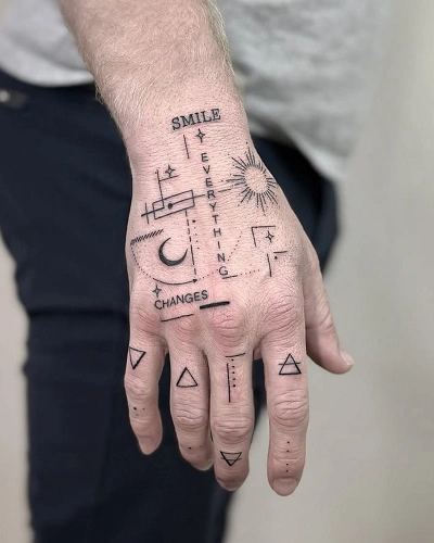 Geometric Knuckle Tattoos