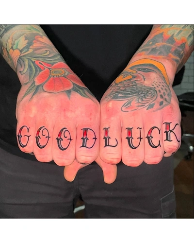 Inspirational Quote Knuckle Tattoos