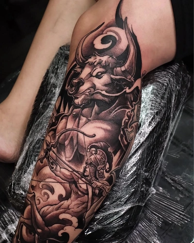 Leg Taurus Tattoos for Men