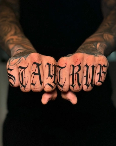 Lettered Knuckle Tattoos