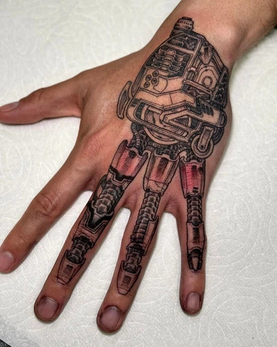 Mechanical Knuckle Tattoos