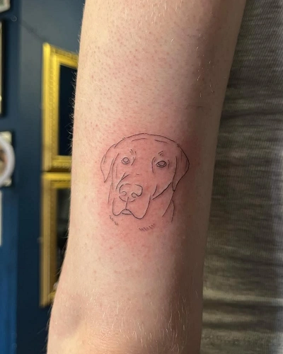 Minimalist Dog Outline Tattoo for Men