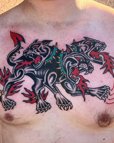 Mythical or Hellhound Dog Tattoo for Men