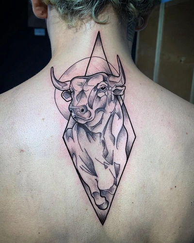 Neck Taurus Tattoos for Men