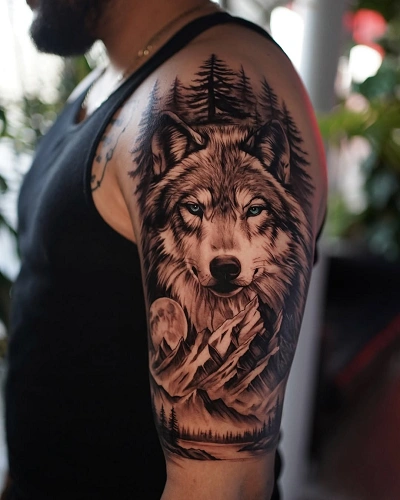 Wolf Dog Hybrid Tattoo for Men