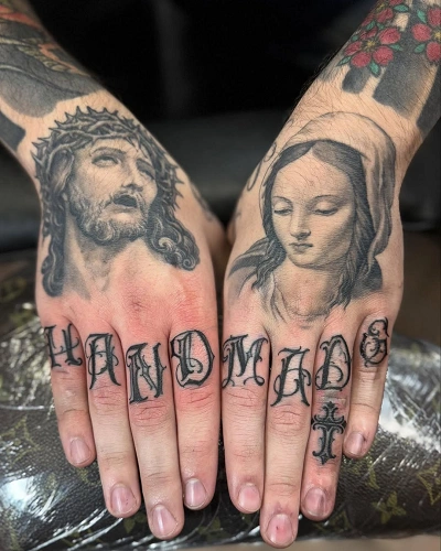 Word Split Knuckle Tattoos