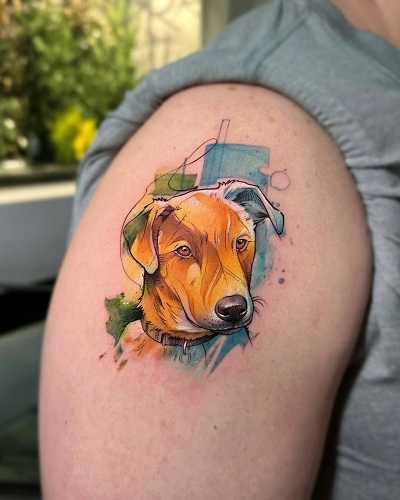 Abstract Artistic Dog Tattoo for Men