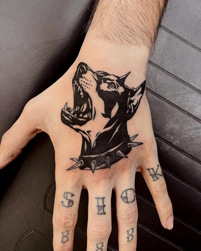 Blackwork Dog Tattoo for Men