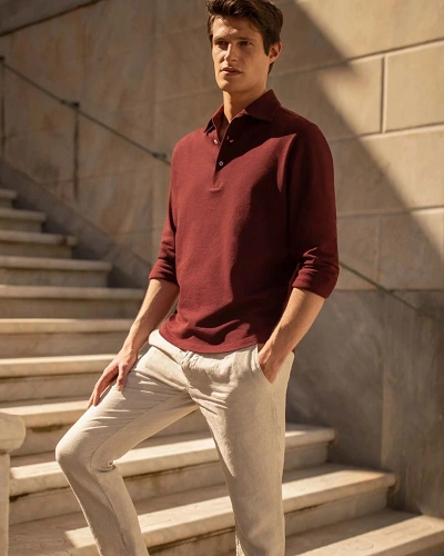 Burgundy & Light Khaki