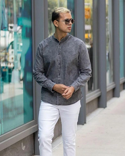 Charcoal Grey & White