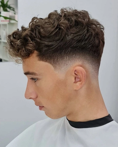 Semi Curly Taper Fade
