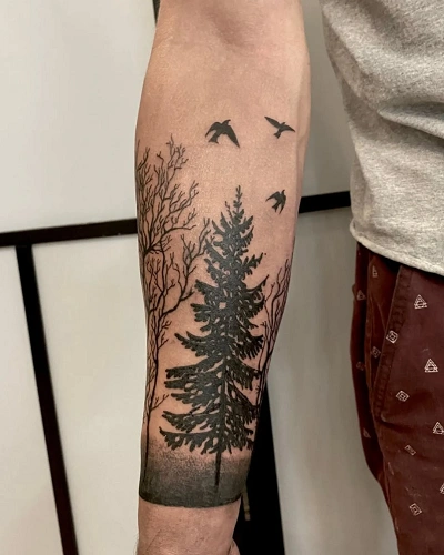 Forest Silhouette Tattoo for Men