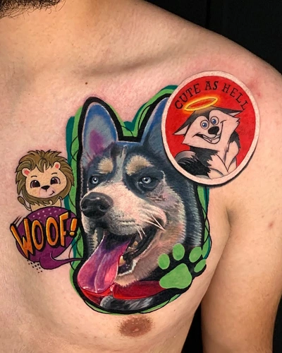 Graffiti Dog Tattoo for Men