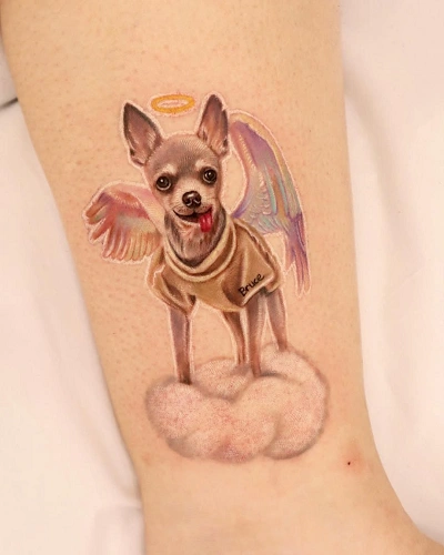 Guardian Angel Dog Tattoo for Men