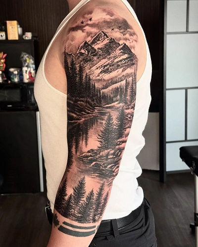 Mountain Range Tattoo for Men