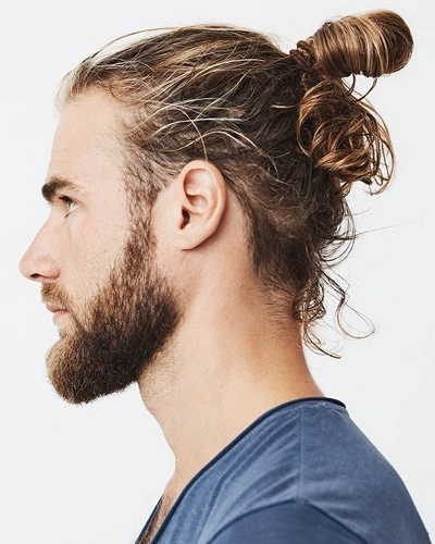 Messy Textured Samurai Bun for Men