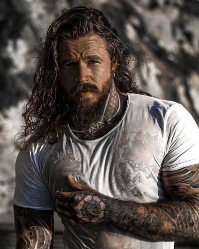 Wavy Long Hair + Full Beard